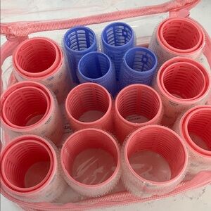 Pink and Blue Hair Velcro Rollers Set